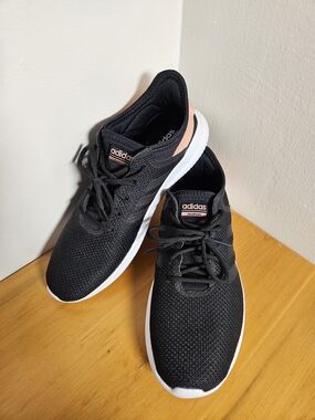 Adidas Black Casual Walking Shoes with Pink Accents